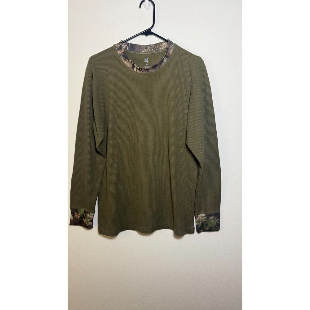 American Eagle Men’s XL Thermal Shirt Olive Green Camo Long Sleeve Waffle Knit